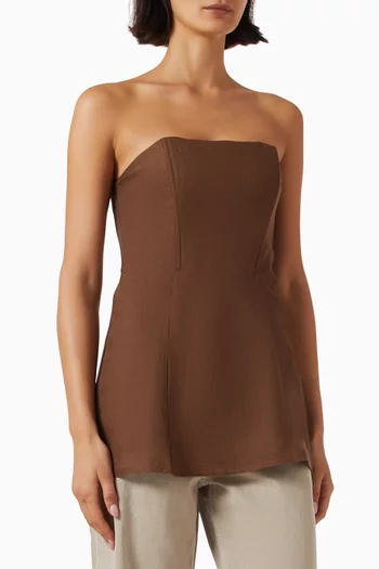 Aurina Strapless Top in Linen