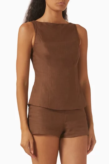 Eliana Top & Shorts Set in Linen