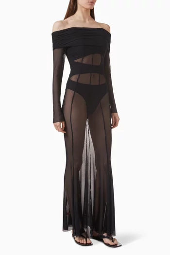 Paloma Off-shoulder Dress in Mesh