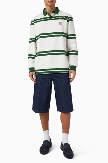 D Mirror Striped Polo Shirt in Cotton