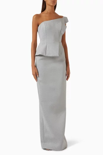 One-shoulder Gown in Scuba