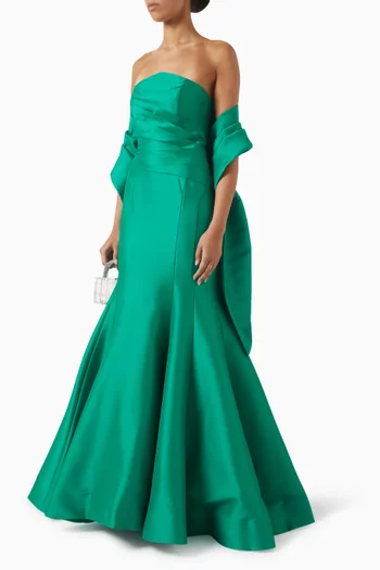 Strapless Shawl Mermaid Gown in Mikado