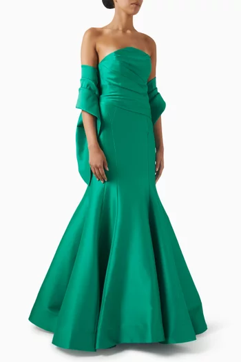 Strapless Shawl Mermaid Gown in Mikado
