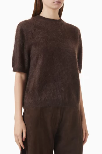 Brushed Short-sleeve Sweater in Cashmere
