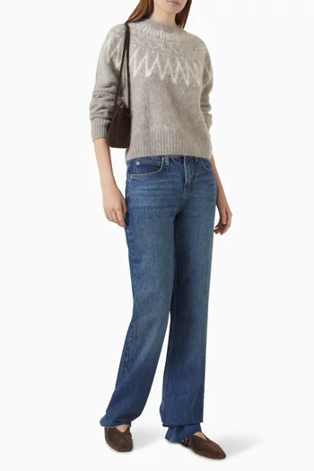 Brushed Fair Isle Crewneck Sweater in Cashmere