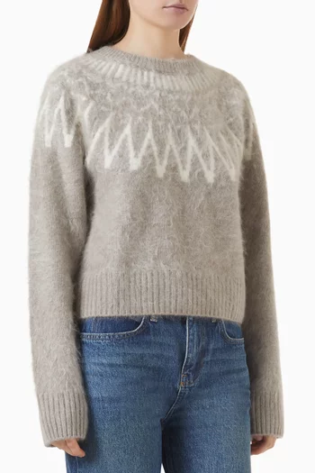 Brushed Fair Isle Crewneck Sweater in Cashmere