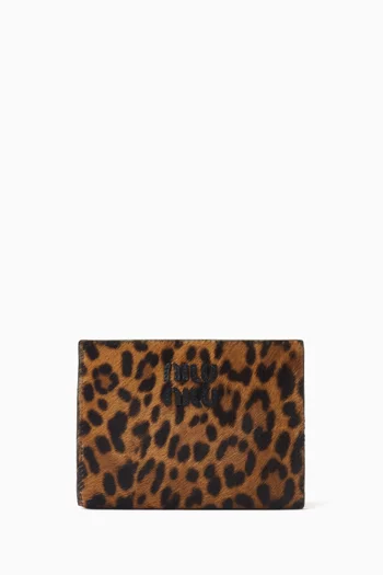 Cardholder in Leopard-print Pony Hair & Leather