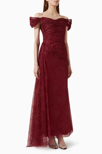 Off-shoulder Gown in Lace
