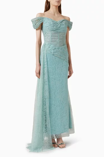 Off-shoulder Gown in Lace