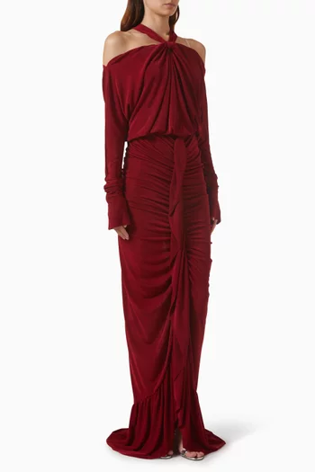 Draped Maxi Dress in Cupro