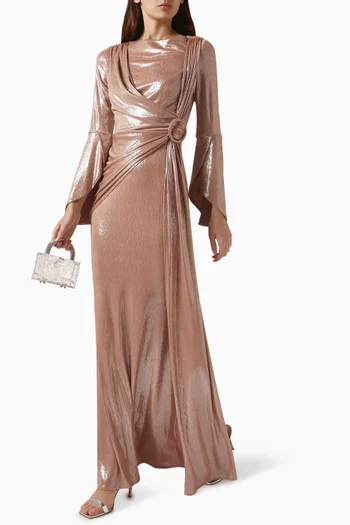 Gathered Gown in Metallic-jersey