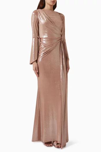 Gathered Gown in Metallic-jersey