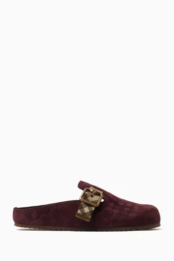 Urchin Mules in Check-embossed Suede