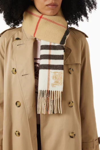 Contrast Check Scarf in Cashmere