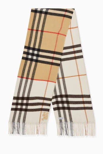 Contrast Check Scarf in Cashmere