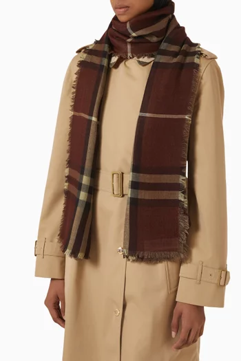 Check Scarf in Wool-silk
