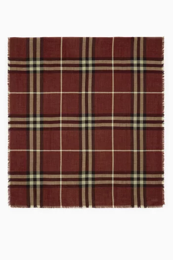 Check Scarf in Wool-silk