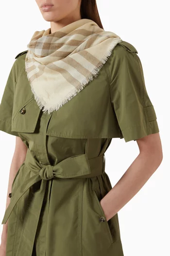Check Scarf in Wool-silk