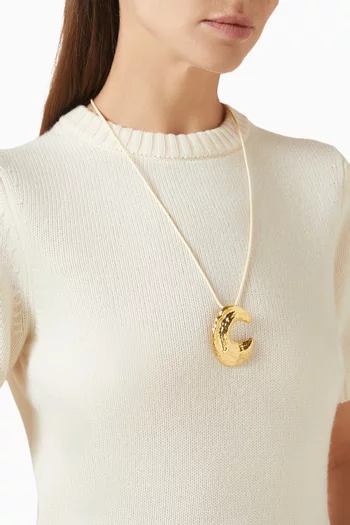 Mini Moon Choker Cord Necklace in 24kt Gold-plated Copper