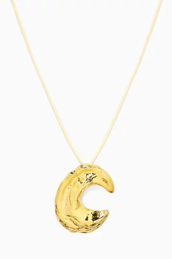 Mini Moon Choker Cord Necklace in 24kt Gold-plated Copper