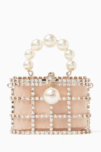 Holli Pocket Pearl Top Handle Bag in Satin