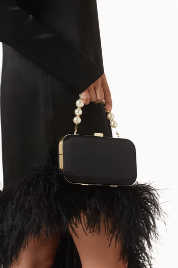 Clio Pearl-handle Clutch in Satin