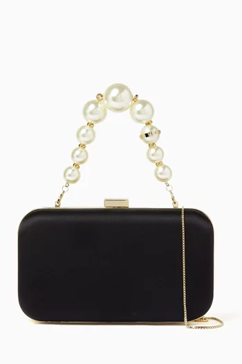 Clio Pearl-handle Clutch in Satin