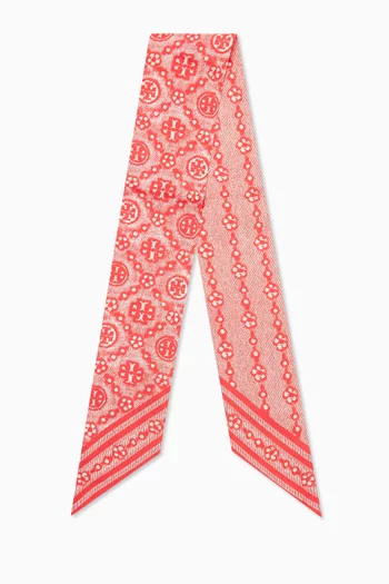 T Monogram Ribbon Tie in Silk-twill