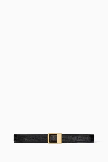 LA 66 Buckle Belt in Crocodile-embossed Leather
