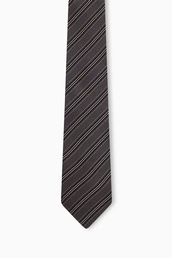 Striped Jacquard Tie in Silk