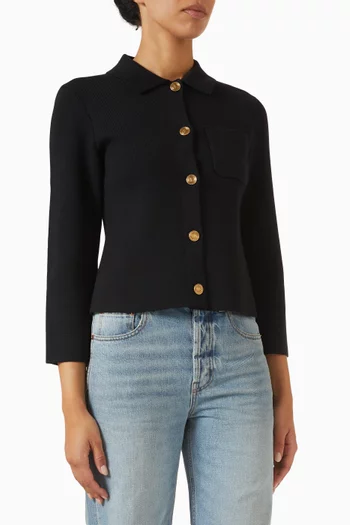 Polo Cardigan in Virgin Wool