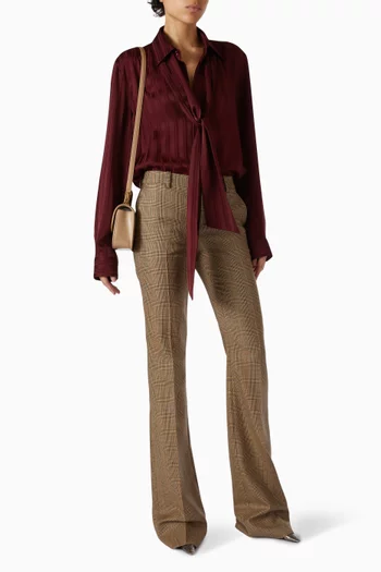 CASSANDRE Lavallière Blouse in Striped Silk Jacquard