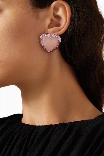 Rose Heart Stud Earrings in 14kt Gold