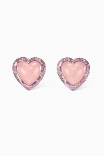 Rose Heart Stud Earrings in 14kt Gold