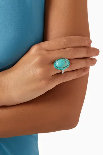 Turquoise Candy Crush Ring in Rhodium Vermeil
