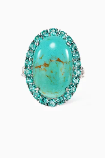 Turquoise Candy Crush Ring in Rhodium Vermeil