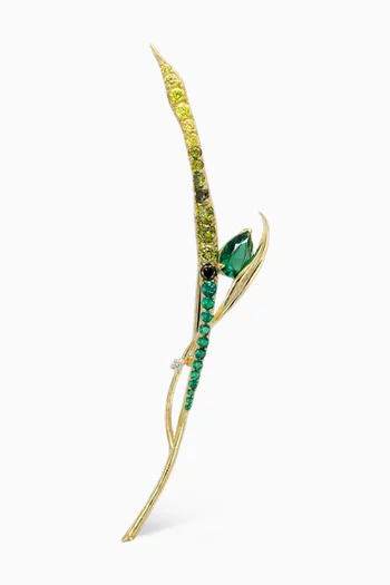 Emerald Blades of Grass Brooch in 18kt Gold Vermeil