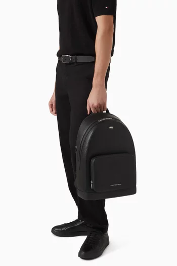 Signature Tape Plaque Dome Backpack in Leather