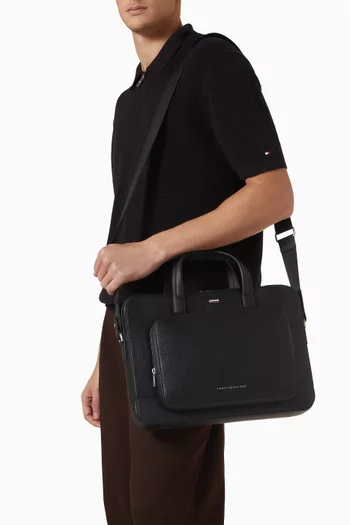 Logo Hardware Laptop Bag in Leather