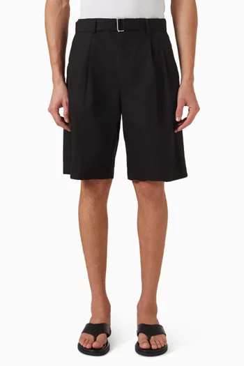 Belted Chino Shorts in Linen