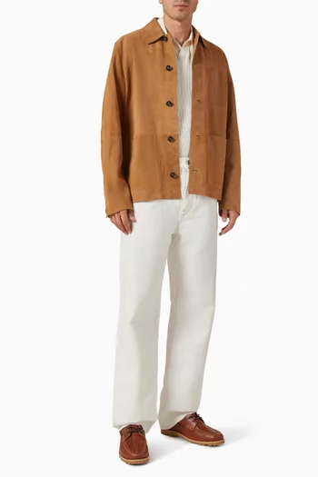 Embossed Logo Chore Jacket in Suede