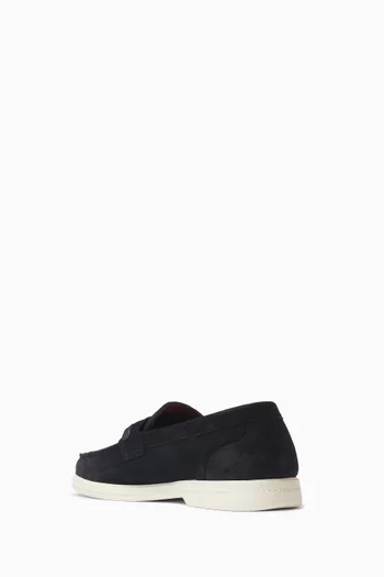 Flag Plaque Loafers in Suede