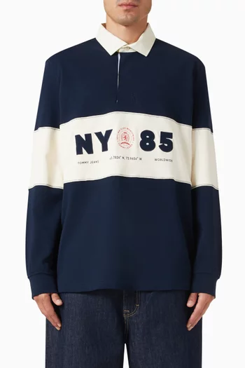 Logo Panel Rugby Shirt in Cotton
