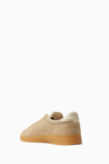 The Greenwich Metallic Logo Sneakers in Suede
