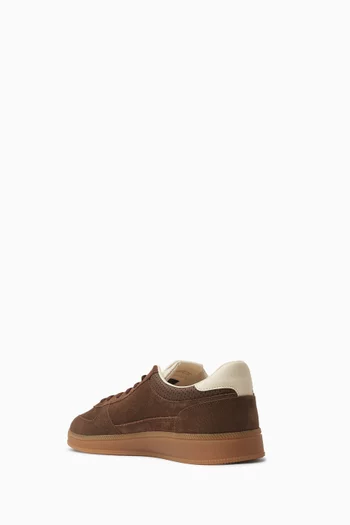 The Greenwich Metallic Logo Sneakers in Suede