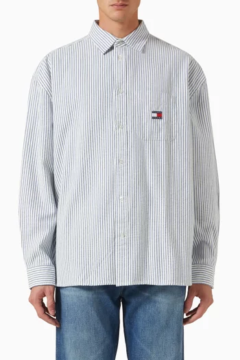 Striped Oversized Oxford Shirt in Cotton