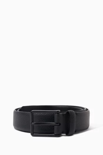 Square Buckle Belt in Pebbled Leather