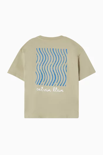 Wave Chest Artwork T-shirt in Cotton