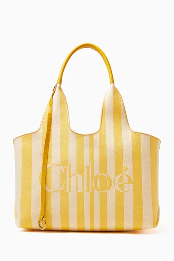 Striped East-West Tote Bag in Jacquard