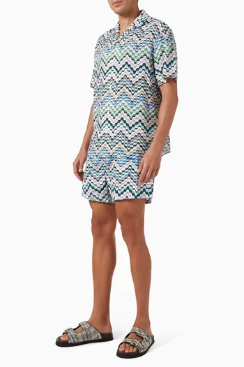 Zig Zag Bowling Shirt in Viscose
